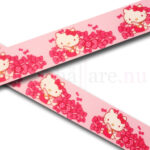Band 25 mm, babyrosa med Hello Kitty och rosa rosetter