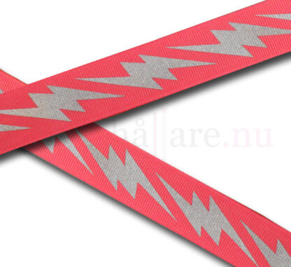 Reflexband, rosa med blixtar på, 25 mm.