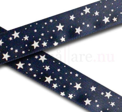 Dekorband 25 mm i marint tema med vita stjärnor